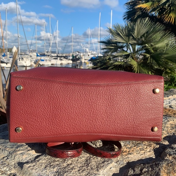 Coach Emma Leather Satchel in Wine/ Gold color - Picture 8 of 8